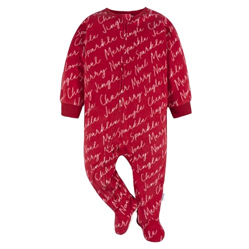 Gerber Unisex Baby Toddler Flame Resistant Fleece Footed Holiday Pajamas 2-Pack, Deer Fairisle