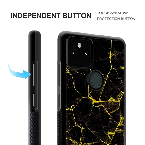 Goodsprout Compatible with iPhone 15 Plus Case,Black Yellow Marble Floor Amazing Pattern Design Shockproof Anti-Scratch Hard PC Back Case for iPhone 15 Plus