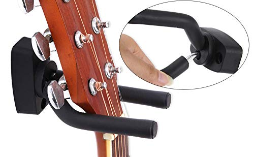 CC CAIHONG Guitar Wall Mount Hanger 2 Pack, Guitar Hanger Wall Hook Holder Stand Display Black with Screws - Easy to Install - Fits All Size Guitars, Bass, Mandolin, Banjo, Ukulele