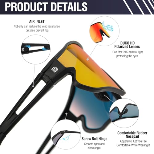 DUCO Sports Polarized Sunglasses for Men Women Running Sunglasses Fishing Cycling Baseball Glasses UV400 Protection DC0023
