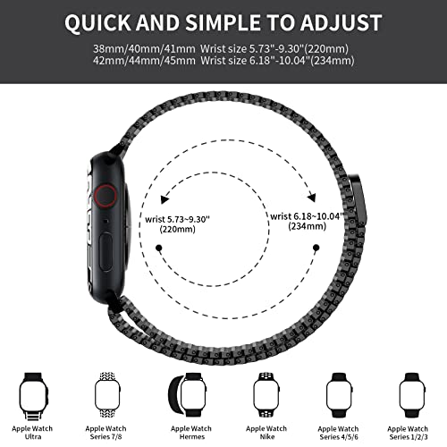 Wristitani Compatible with Apple Watch Band 38mm 40mm 41mm, Magnetic Clasp Strap Stainless Steel Wristband Replacement for iWatch Band Ultra 2 Series 9 8 SE 7 6 5 4 3 2 1, Black