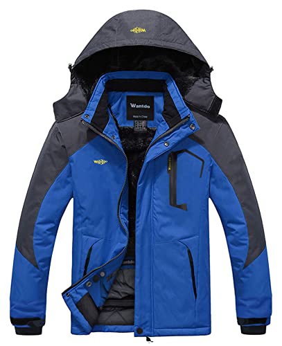 wantdo Men's Waterproof Winter Ski Jackets Windbreaker Hood Coat Dark Gray L
