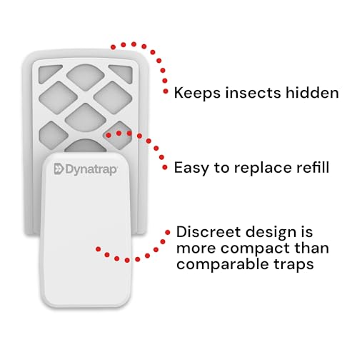 Dynatrap DT3007W Indoor Plug-in Flying Insect Trap for Flies, Fruit Flies, Moths, Gnats, and Other Flying Insects - 1 White Device + 2 Glue Cards