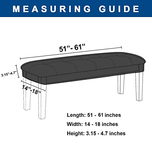 WOMACO Dining Bench Seat Cover Stretch Fabric Rectangle Table Bench Slipcover for Kitchen Piano Bench (Dark Gray, Medium)