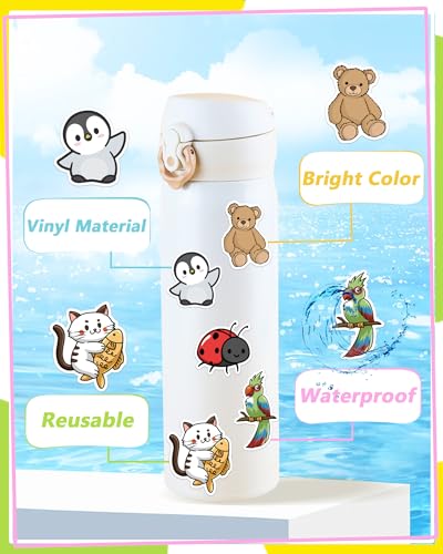 100 PCS Animal Stickers for Kids, Waterproof Kawaii Stickers Water Bottle Laptop Phone Case Scrapbooking, Animal Birthday Party Kawaii Gift Thing Stuff Item Boy Girl