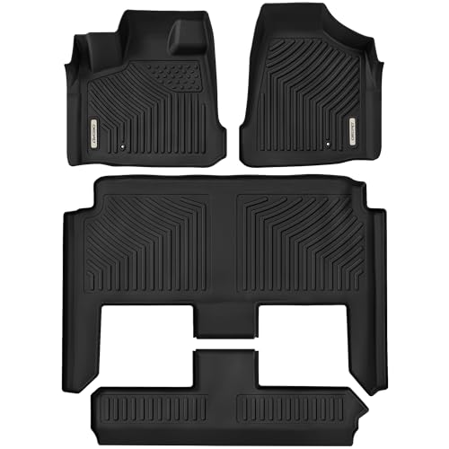 OEDRO Floor Mats Fit for 2008-2020 Dodge Grand Caravan/2008-2016 Chrysler Town & Country (Stow'n Go Only), TPE All-Weather Guard Includes 1st, 2nd and 3nd Row Full Set Liners, Black