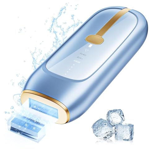 LUBEX Painless Sapphire Ice Cooling IPL Laser Hair Removal Device at Home for Women & Men, 1,000,000+ Unlimited Flashes, Safe and Permanent, Alternative to Salon Hair Removal for Face, Body, Bikini