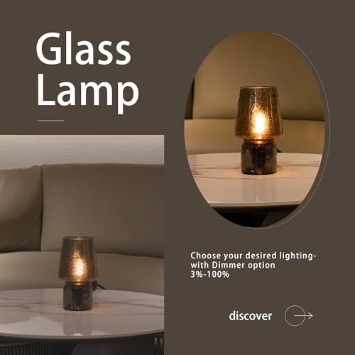 SUREYOND Mushroom Lamp,Small Table Lamp,Mini Lamp Cute Lamp Nightstand Lamp Kitchen Lamp,Glass Mushroom Table Lamp,Suitable for Bedrooms, Kitchens, Living Rooms, Bedside, Girl Gifts（White）