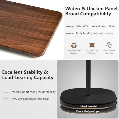 POLESTO Portable Laptop Floor Stand, Bedside/Sofa Table with Height Adjustable 18''~47'', Stylish Movable Workstation Floor Standing Desk for Office, Meeting Room, Living Room Easy Assembly, Black