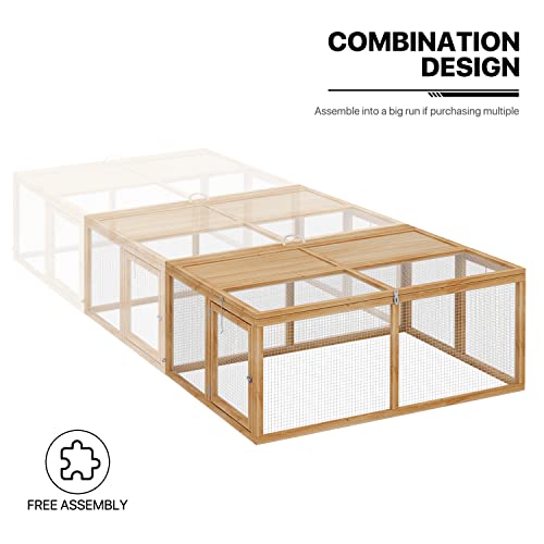 MoNiBloom Portable Chicken Run Rabbit Hutch Folding Chicken Cage Hen Coop for Indoor/Outdoor, Top and Side Opening Doors Small Animal Pet Playpen No Assembly Required Poultry Cage 45.5 x 42.5 x 20 in