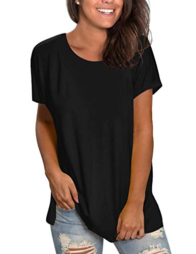 Womens Summer Tops Short Sleeve Tee Shirts Loose Fitting Tees Crewneck M