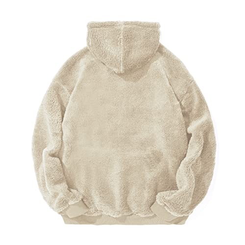 PEGENO Mens Fashion Fuzzy Pullover Hoodies Long Sleeve Casual Fleece Pullover Hoodies Sweatshirts（Brown Small）
