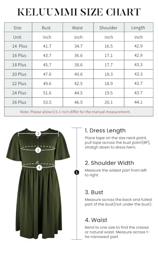 Keluummi Plus Size Casual Dress for Women, with Pocket and 3/4 Sleeve(20 Plus, Army Green)