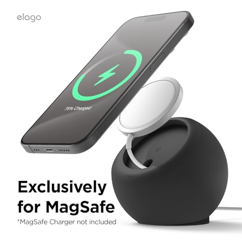 elago MS2 Charging Stand Compatible with MagSafe Charger - Premium Silicone, Compatible with iPhone 16/15/14/13/12 Series, Designed for MagSafe Stand [Black] [Charging Cable Not Included]