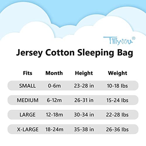 TILLYOU Cotton Sleep Sack 2 Pack - TOG 1 Baby Wearable Blanket with 2-Way Zipper, Extra Soft Sleeveless Sleeping Bag for Infants, 0-6 Months, Grey Cloud & Gray Arrow