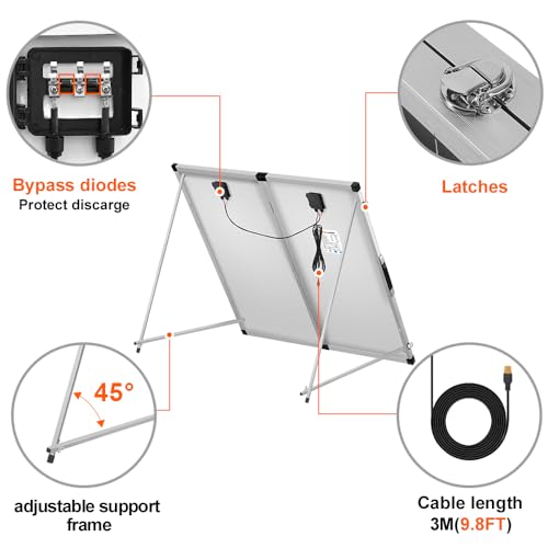 DOKIO Portable Foldable 100W 18v Solar Suitcase Monocrystalline, Folding Solar Panel Kit with Controller to Charge 12 Volts Batteries (AGM Lead/Acid Types Vented Gel) RV Camping Boat