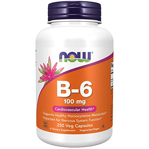 NOW Supplements, Vitamin B-6 (Pyridoxine HCl) 100 mg, Cardiovascular Health, 250 Veg Capsules