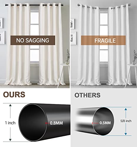 Briofox Black Curtain Rods for Windows 28 To 48 Inch-1 Inch Heavy Duty Adjustable Curtain Rod With Modern Decortive End Cap Finials WIth Brackets【NOT TENSION ROD】