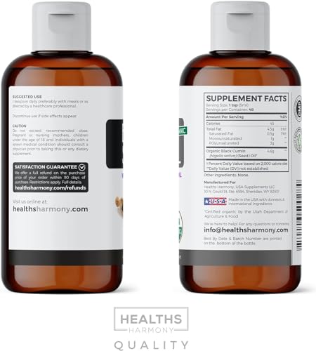 USDA Organic Black Cumin Seed Oil Liquid (8 fl oz) Premium Cold-Pressed Nigella Sativa Producing Pure - Antioxidant Supplement - Vegan, Gluten-Free, & Non-GMO (No Pills or Capsules)