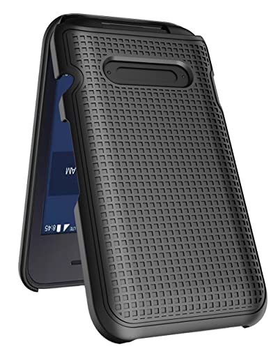 Nakedcellphone Case for Consumer Cellular Verve Snap Flip Phone, Slim Hard Shell Protector Cover with Grid Texture for Z2336CC (aka Telstra Flip 4, Z2336T) - Black