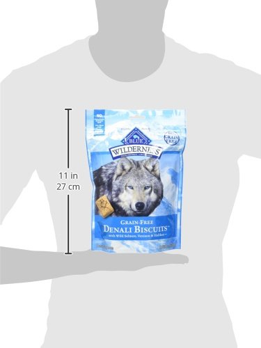 Blue Buffalo Wilderness Denali Biscuits High Protein Grain Free Crunchy Dog Treats, Wild Salmon, Venison, & Halibut 8-oz bag