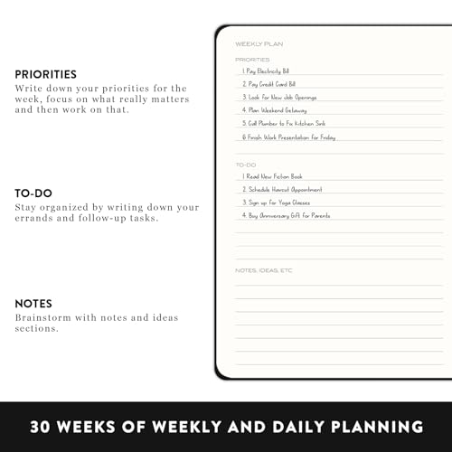 KNTHE 2024 Planner. Undated Daily Planner, Weekly and Monthly Planner 2024. Achieve Your Goals, A5 Size, Hardcover Agenda with Time Slots. Start Anytime Daily Workflow Planner. (Black)