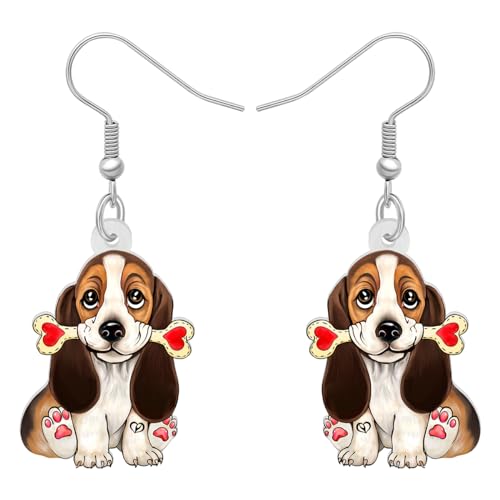 Bonsny Acrylic Valentine's Day Pink Heart Love Dalmatians Dog Earrings Drop Dangle Jewelry For Women Gift Charms (Dalmatians)
