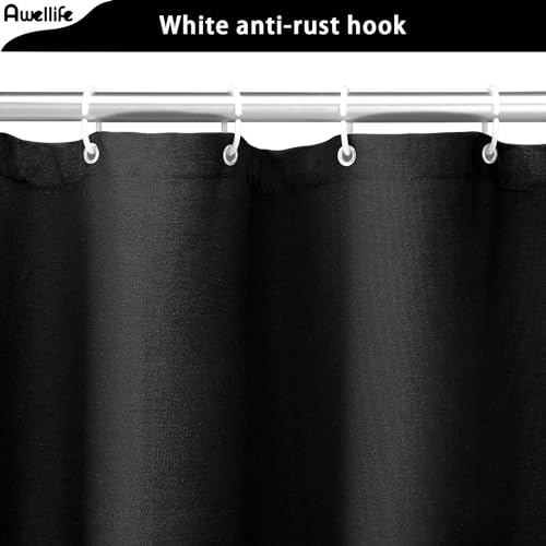 Awellife Extra Long Shower Curtain 78 Inch Length Shower Curtain Set with 12 Durable Hooks - Sage Green Heavy Duty Textured Fabric Linen Style.