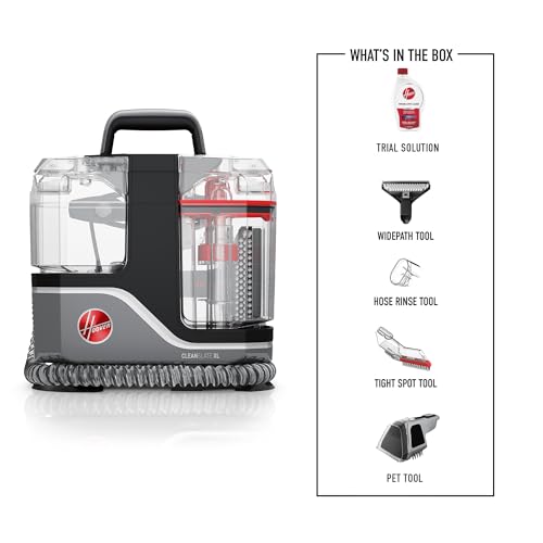 Hoover CleanSlate XL Deep Cleaning Spot Carpet Cleaner Machine, for Carpet and Upholstery, with Specialized Tools, Permanent Stain Remover, Car and Auto Detailer, FH15000V, Gray