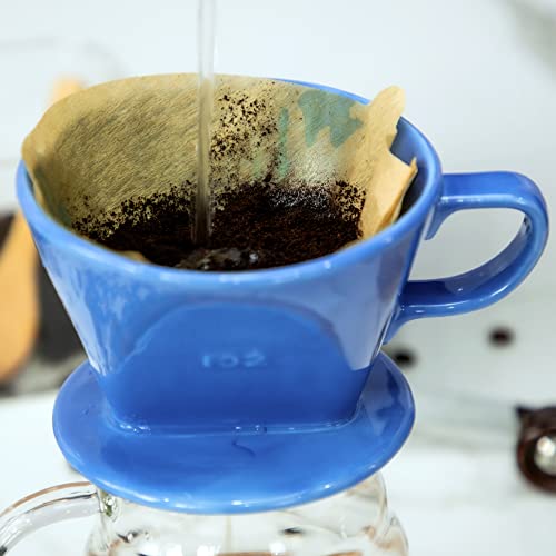 LHUKSGF Pour Over Ceramic - Coffee Dripper Ceramic Coffee Maker with 3 Holes Flat Bottom, Porcelain Slow Filter Cone for Travel, Camping, Office, Home, Coffee Maker Brew…