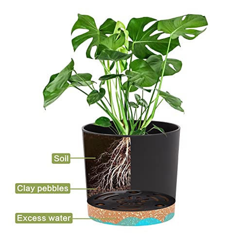QCQHDU 2 Pack Window Boxes Planters,16”x 7" Self Watering Pots with Drainage Holes and Trays,Indoor Home Garden Modern Decorative Plant Pot for All House Plants Flowers Herbs (White)