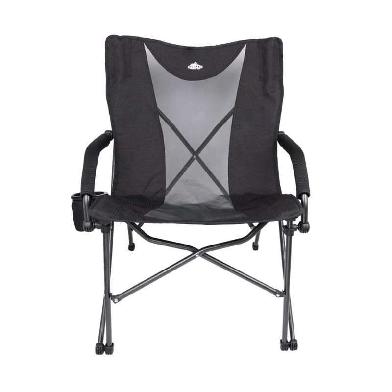 Cascade Mountain Tech Camping Chair - Low Profile Folding Chair for Camping, Beach, Picnic, Barbeques, Sporting Event with Carry Bag , Black