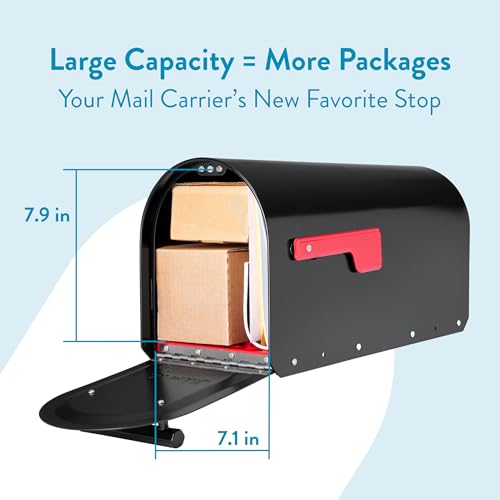 ARCHITECTURAL MAILBOXES 5560B-R-10 Architectural Mailboxes Sequoia Post Mount Mailbox, Large, Black