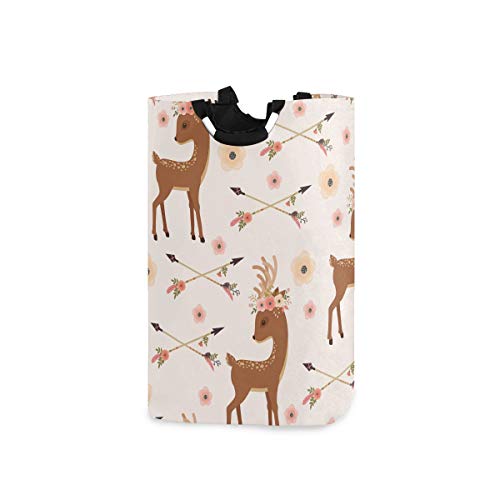 senya Deer with Flower Arrows Large Storage Basket Collapsible Organizer Bin Laundry Hamper for Nursery Clothes Toys