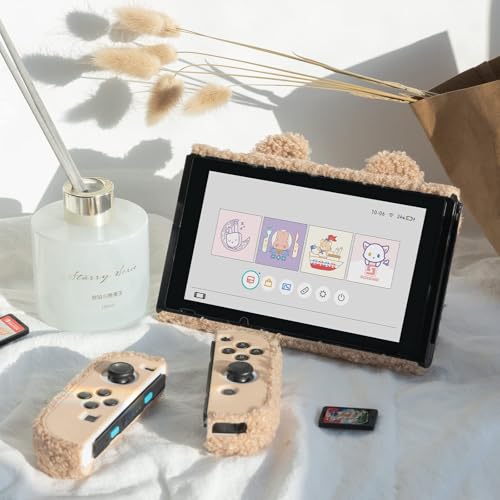 GeekShare Cute Plush Protective Case Cover Compatible with Switch - Shock-Absorption and Anti-Scratch - Plush Bear (for Switch 2017)
