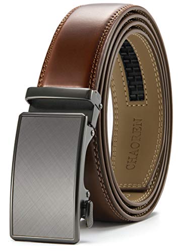 CHAOREN Leather Ratchet Belt for men 1 3/8" for Dress Pants - Micro Adjustable Belt Fit Everywhere