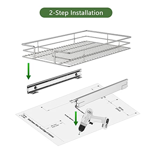 LOVMOR 2 Tier 31½"W x 21½"D, Individual Pull Organizer Kitchen Cabinet Storage Sliding Shelves