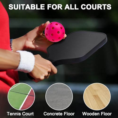 MYKUJA Pickleball Balls, 4 Packs Pink Outdoor Pickleballs, 40 Holes Pickleballs Outdoor Balls, Pickle Ball Outside, Pickleballs for Men Women