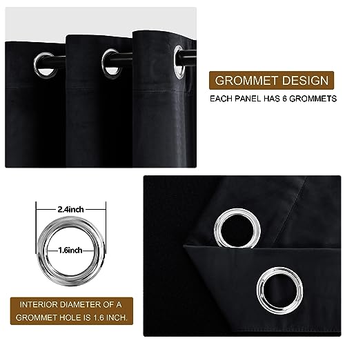 DWCN Taupe Velvet Curtains 84 Inches with Tiebacks - Luxury Thermal Insulated Room Darkening Tieable Window Curtains Grommet Neutral Style Window Dressing for Bedroom/Living Room, W52 x L84, 2 Panels