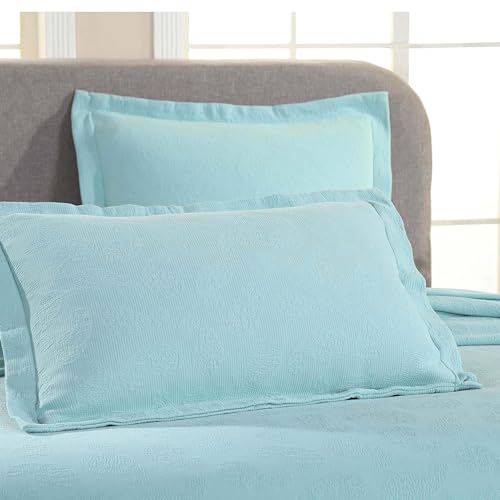 Superior Paisley Jacquard Matelassé , Cotton Bedspread with Matching Shams, Twin, Aqua