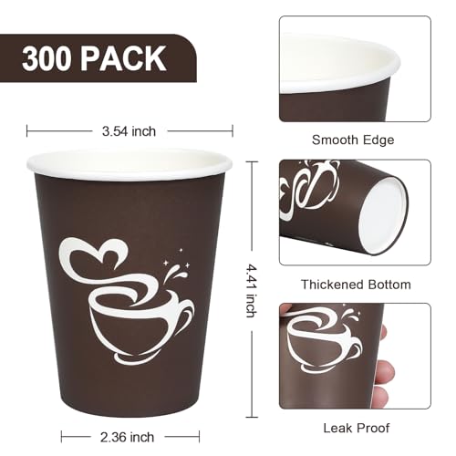 Clawsoff 100 Count 12 oz Paper Coffee Cups, Disposable Drinking Cups for Hot or Cold Beverage, 12 ounce Brown Coffee Cups for Party, Business, Travel, Picnic