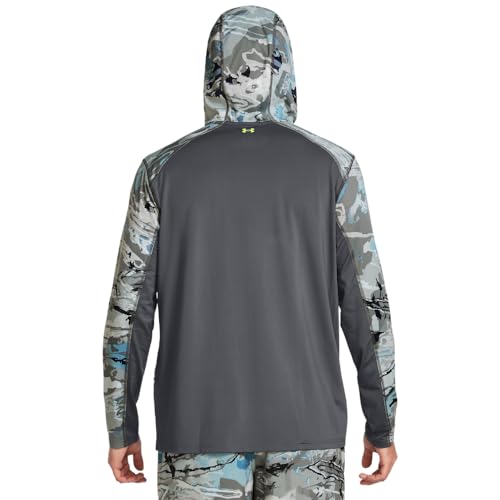 Under Armour Men's Iso-Chill Shorebreak Camo Hoodie, (012) Pitch Gray/Pitch Gray/Lime Surge, Medium