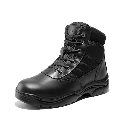NORTIV 8 Men's Waterproof Tactical Work Boots Leather Outdoor Hiking Military 6 Inches Motorcycle Combat Boots,Size 13,Coyote,CONTRACTOR-NEW