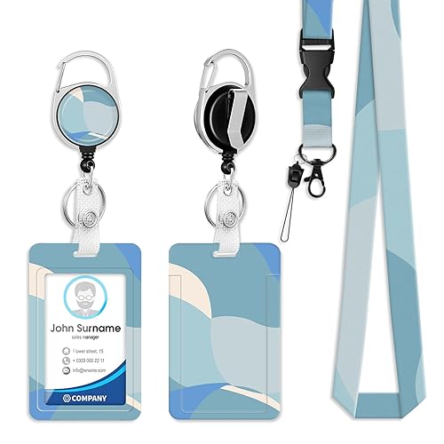 YeeCASE ID Badge Holder with Lanyard, Retractable Badge Reel with Swivel Belt Clip, Detachable Lanyard Name Card Tag Vertical ID Protector Badge Reel for Nurse Doctor Office Employees Student Teacher