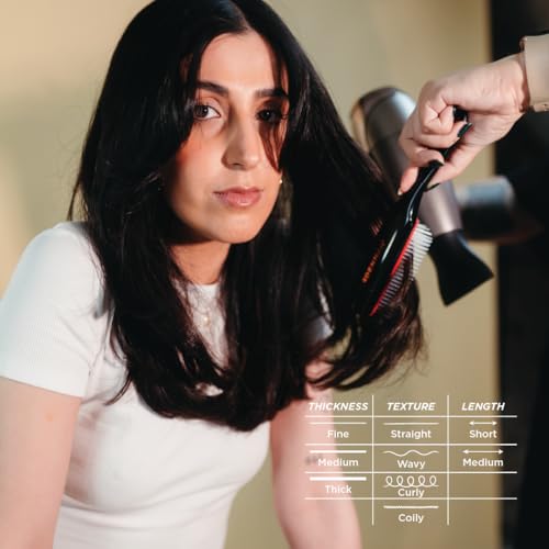 Denman Original Curl Definer & Styler 9 Row Hairbrush for Detangling, Separating, and Defining Longer Curls, Curly Hairbrush - Black