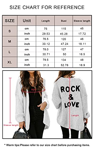 PRETTYGARDEN Casual Loose Open Front Womens Sweaters Fall Lightweight Midi Long Cardigan for Women Back Letters (Wine Red, Medium)