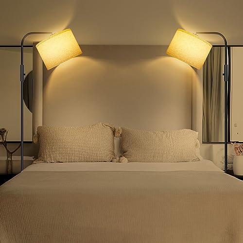 Dimmable Floor Lamp,Modern Standing Lamp with LED Bulb(1000LM,2700K),White Adjustable Lamp Shade,Rotary Switch,66.5 Inch Tall Arc Stepless Dimmable Floor Lamps for Living Room Bedroom Office Study