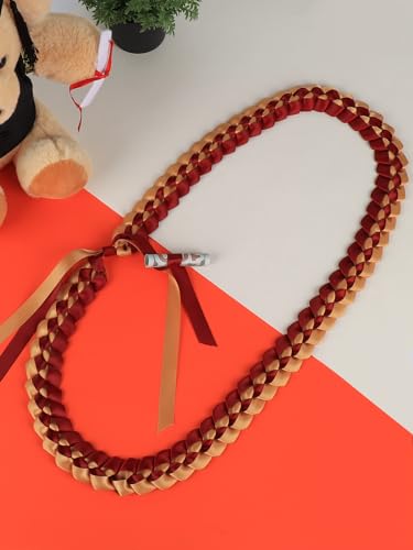 TFTAFAN Graduation Leis Ribbon Lei Necklace 2024 Braided Necklace Gift Party Accessories for Women and Men (6, Purple and Gray)