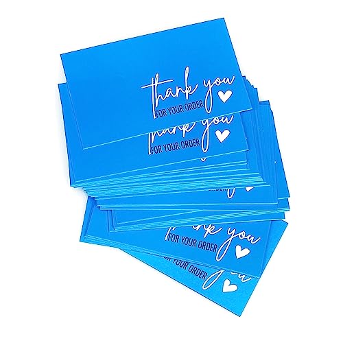 RXBC2011 Thank you for your order card Thank you cards Package Insert for online business Pack of 100 Blue