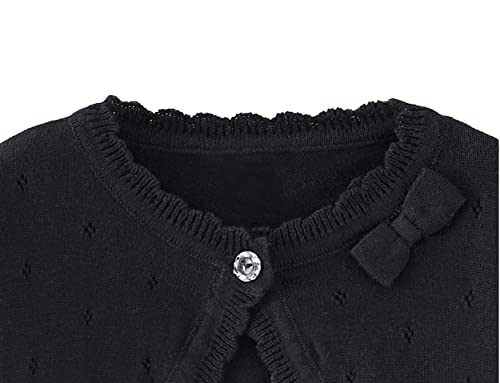 Miccina Toddler Girls Cardigan Sweater Bolero Shrug Baby Kids Long Sleeve Cropped Dress Up Button Closure Jacket Tops C-White